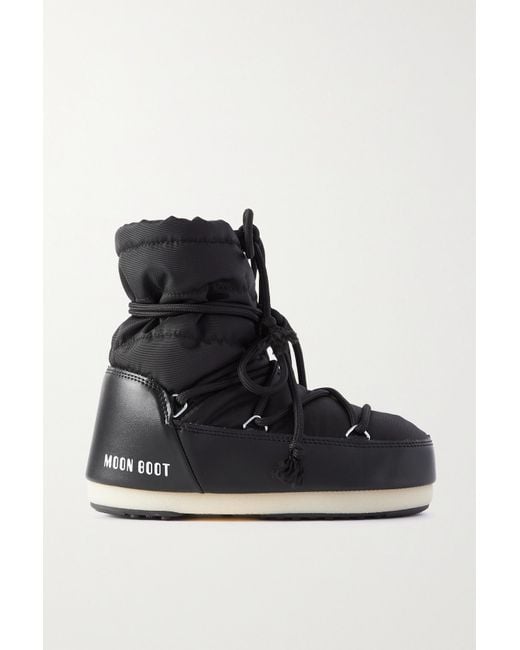 Moon Boot Icon Light Low Shell And Faux Leather Snow Boots in Black | Lyst  UK