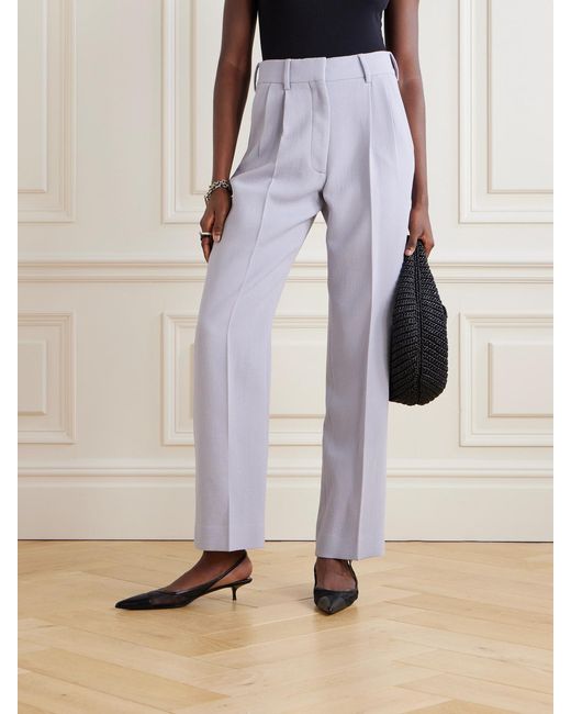 Blazé Milano Blue Fox Pleated Wool Tapered Pants