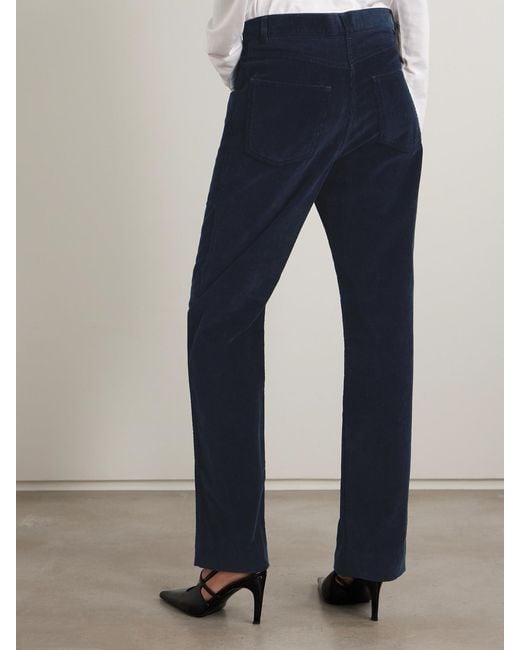 Totême  Blue Cotton-Corduroy Straight-Leg Pants