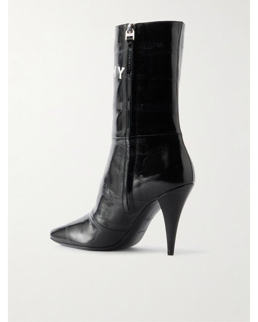 Givenchy Black Stiefel Aus Strukturiertem Leder Mit Print