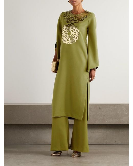 Themis Z Green Anthos Crepe Midi Dress