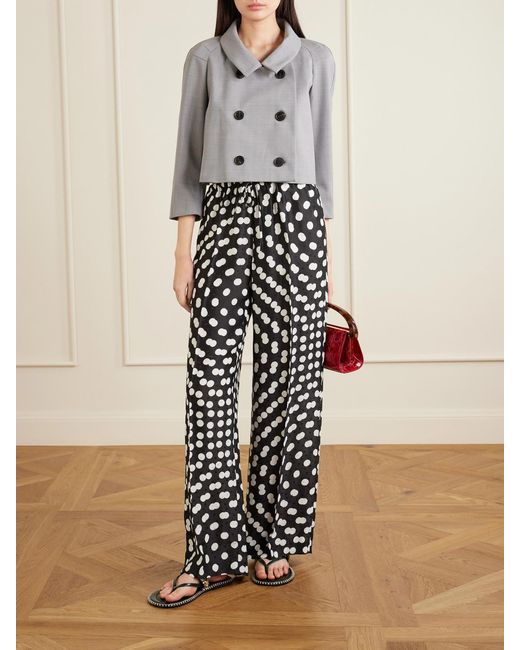 Dries Van Noten Gray Cropped Doubel-Breasted Grain De Poudre Jacket