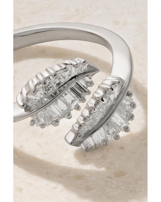 Bague En Or Blanc 18 Carats (750/1000) Et Diamants Small Palm Leaf Anita Ko en coloris Natural