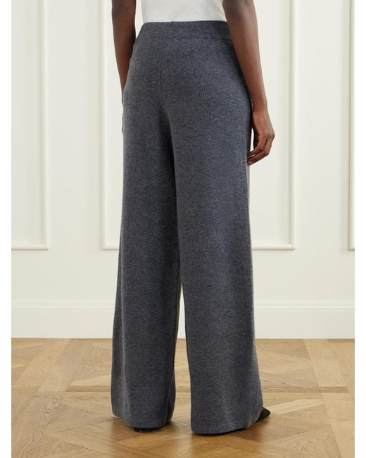 Yves Salomon Blue Drawstring Wool-Blend Wide-Leg Pants