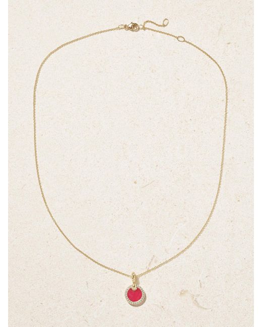 David Yurman Natural Petite Elements Kette Aus 18 Karat Mit Rhodonit Und Diamanten