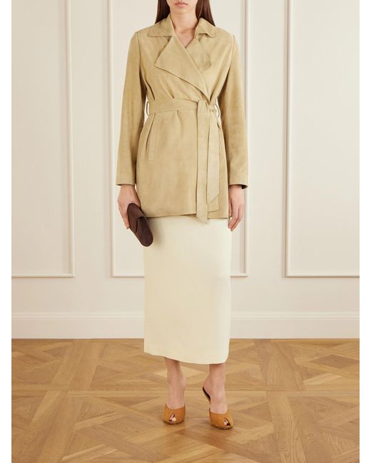 Nour Hammour Natural Kerry Belted Suede Jacket
