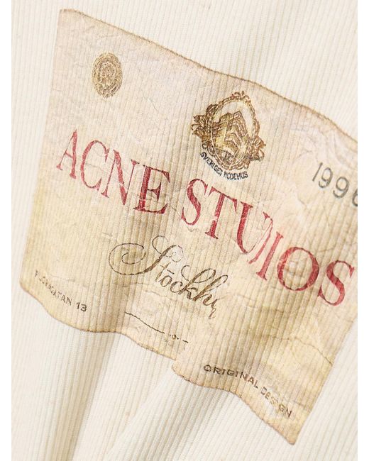 Acne Natural Mehrlagiges Oberteil Aus Geripptem Jersey Aus Einer Modal-Leinenmischung Mit Print