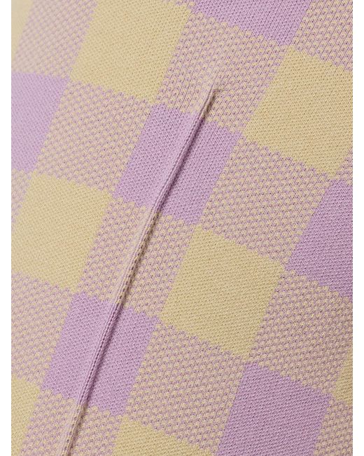 High Sport Pink Kick Cropped Checked Stretch-Cotton Flared Pants