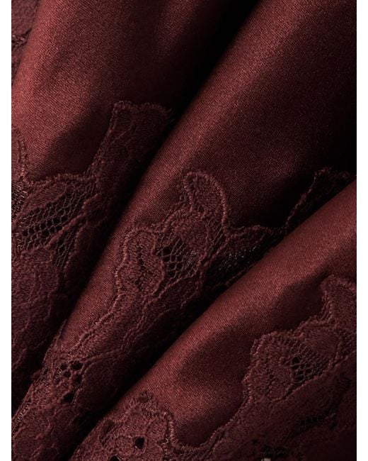 Doen Purple Elowette Lace-Trimmed Silk-Satin Midi Skirt