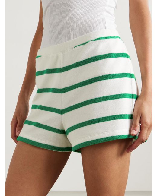 La Ligne Green Shorts Aus Gestreiftem Frottee Aus Einer Baumwollmischung
