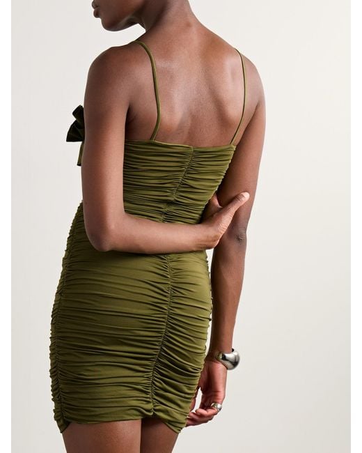 Maygel Coronel Green Estribo Asymmetrisches Minikleid Aus Gerafftem Stretch-Jersey Mit Applikationen