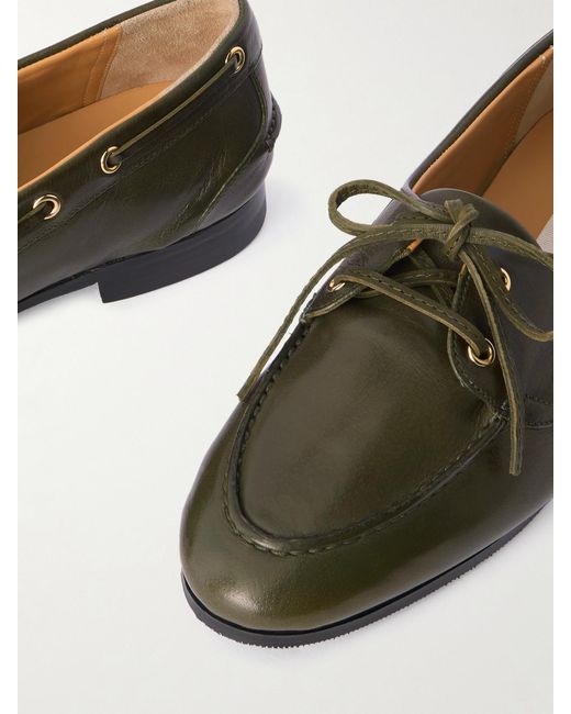 Bally Green Pathy Leather Boat Shoes