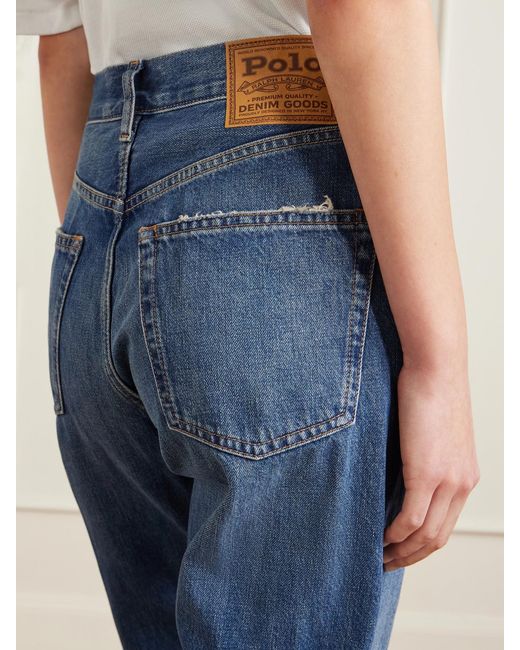Polo Ralph Lauren Blue Distressed Straight-Leg Jeans