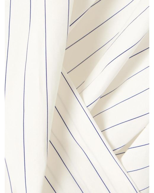 Dries Van Noten White Oversized Wrap-Effect Pinstriped Cotton-Poplin Blouse