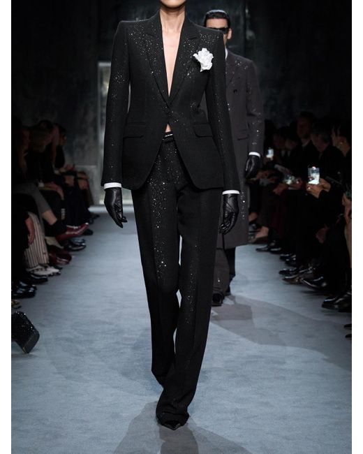 Tom Ford Black Sequin-Embellished Wool-Blend Twill Straight-Leg Pants