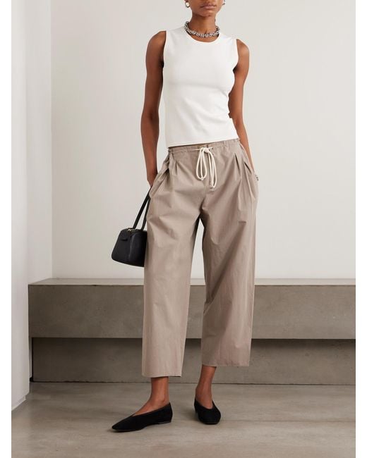 Maria McManus Natural Rope-Trimmed Organic Cotton-Poplin Wide-Leg Pants