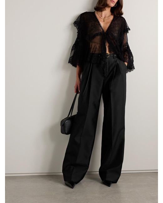 Zimmermann Black Bundfaltenhose Mit Weitem Bein Aus Twill Aus Einer Seiden-Wollmischung