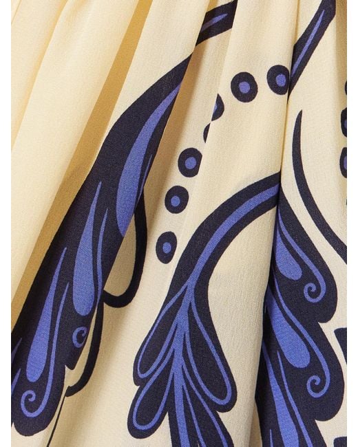Johanna Ortiz Blue Rimto Sol Tie-Detailed Cutout Printed Silk Crepe De Chine Blouse