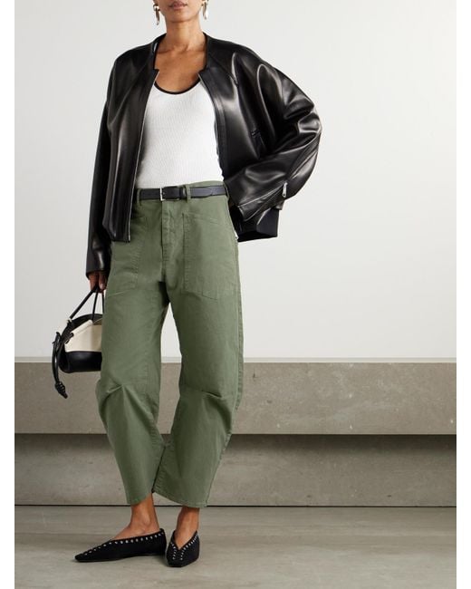 Nili Lotan Green Shon Barrel-Hose Aus Twill Aus Einer Baumwollmischung