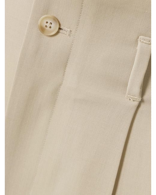 Kallmeyer Natural Percie Pleated Wool-Blend Wide-Leg Pants