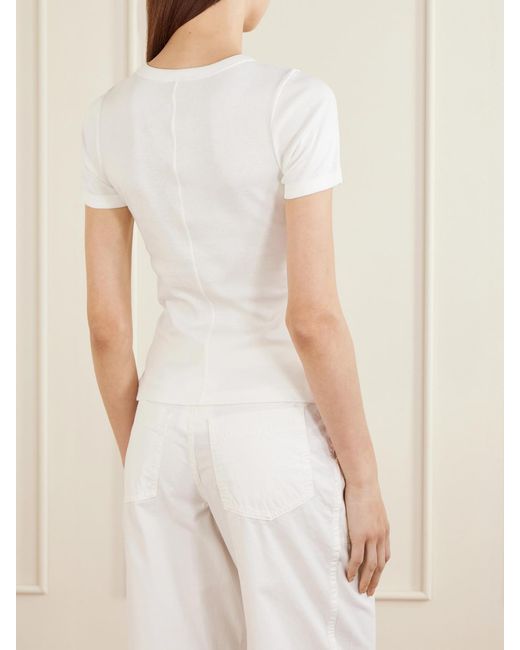 Flore Flore White Car Ribbed Organic Cotton-Jersey T-Shirt