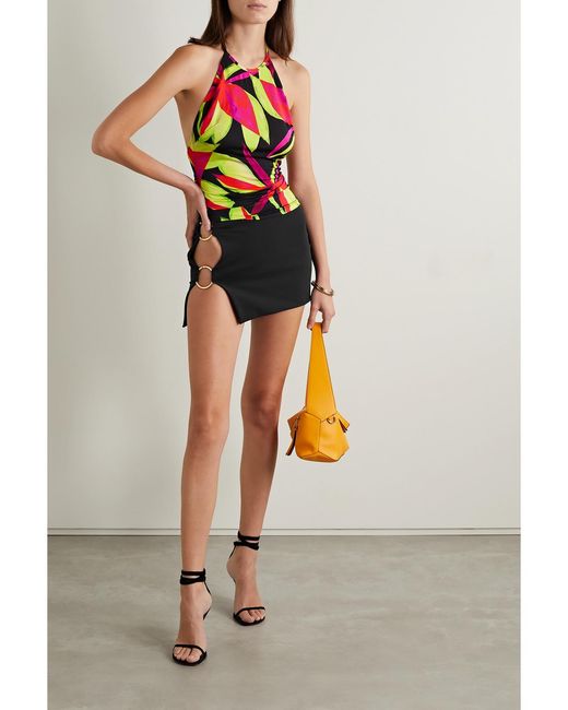 Louisa Ballou Black Embellished Recycled Stretch-Jersey Mini Skirt