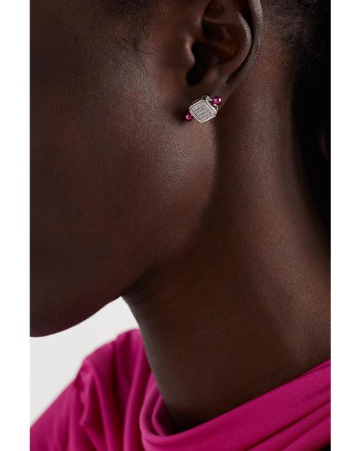 Eera Pink Einzelner Ohrstecker Aus 18 Karat Mit Diamanten
