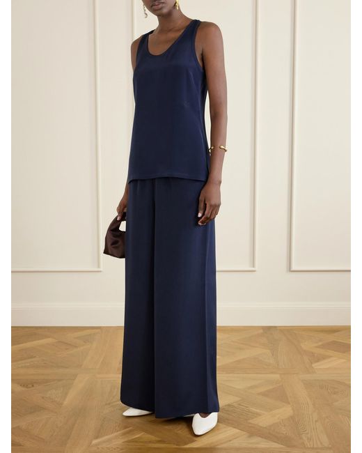 Max Mara Blue Draped Silk Tank