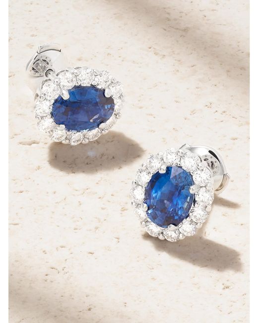 Garrard Blue 1735 Platinum, Sapphire And Diamond Earrings