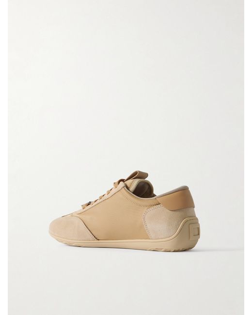 Roger Vivier Natural Leather-Trimmed Suede And Embroidered Canvas Sneakers