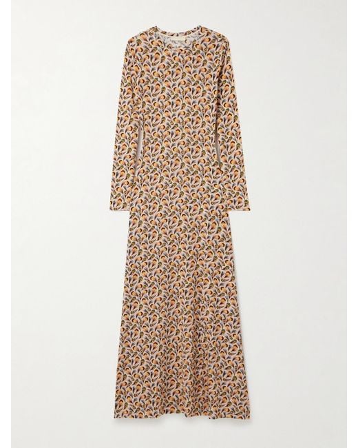 Ulla Johnson Natural Amari Maxikleid Aus Bedrucktem Stretch-Jersey