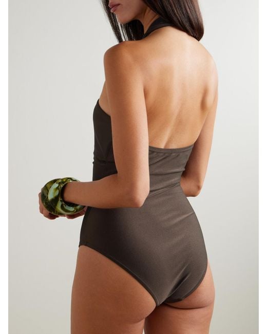 Zimmermann Brown Awaken Bow-Detailed Halterneck Swimsuit