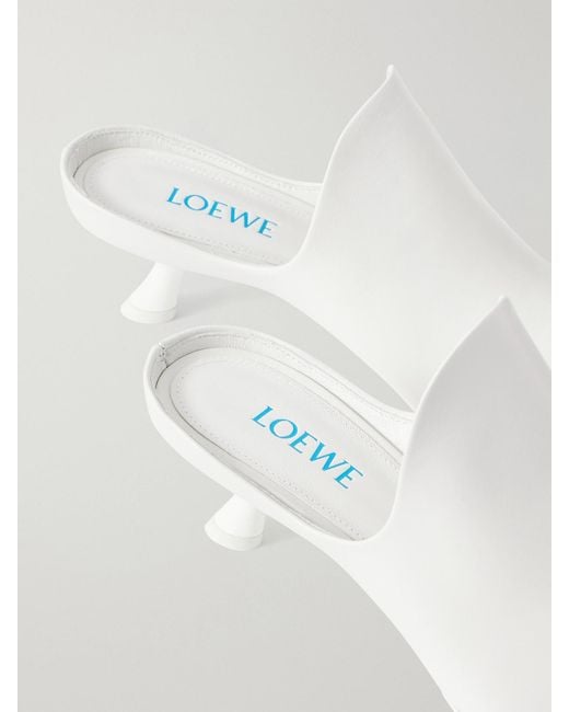 Loewe White Emily Leather Mules