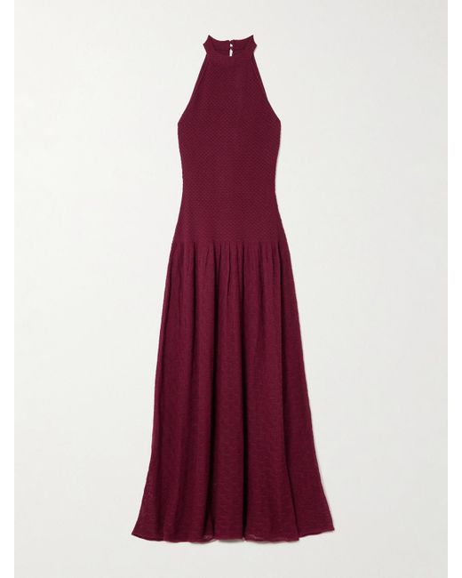 Escvdo Red Cayo Open-Knit Cotton Maxi Dress