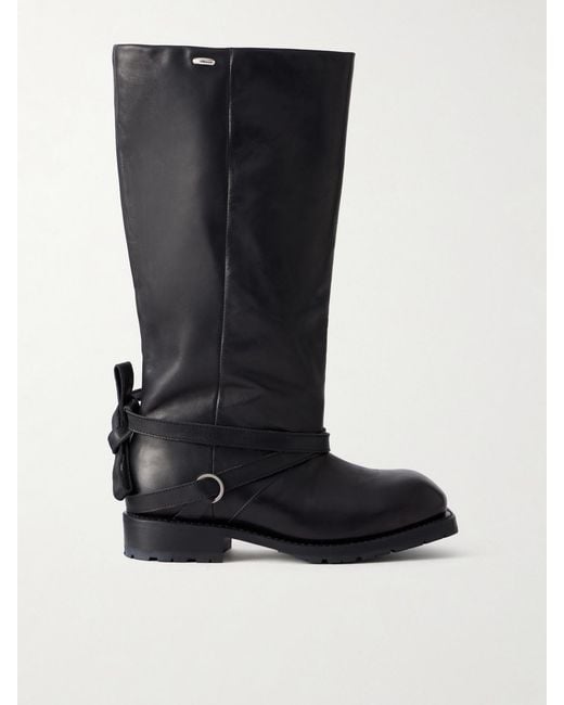 Our Legacy Black High Engine Tie-Embellished Leather Knee Boots