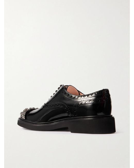 Roger Vivier Black Viv Rangers Flower Crystal-Embellished Patent-Leather Loafers