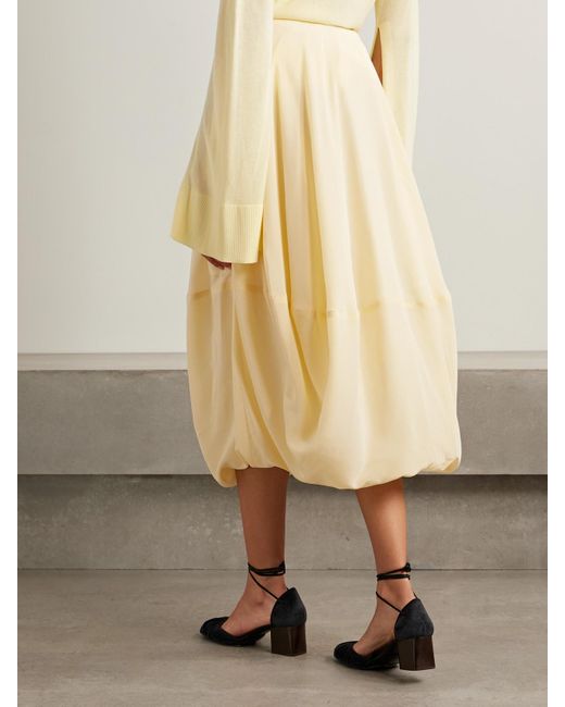 Lemaire Natural Balloon Organic Silk Crepe De Chine Midi Skirt