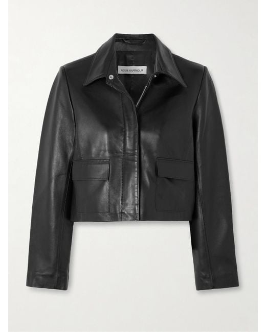 Nour Hammour Black Bleeker Verkürzte Lederjacke