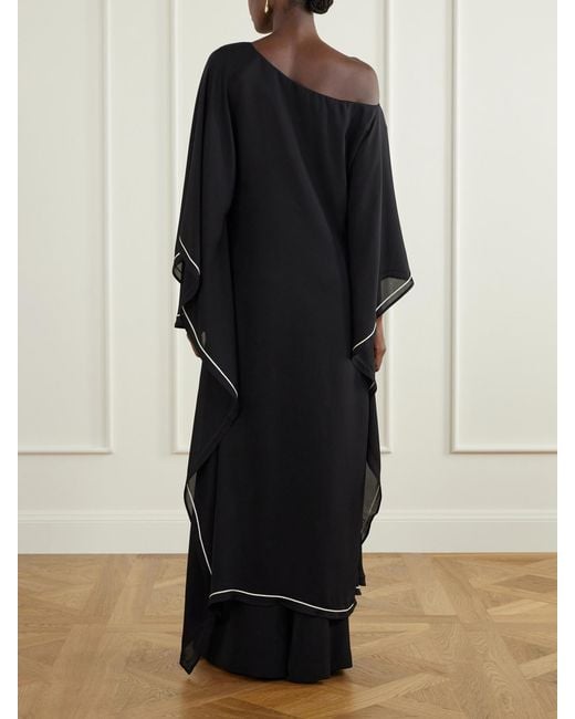 ANDRES OTALORA Black Permanecer Off-The-Shoulder Silk-Georgette Blouse