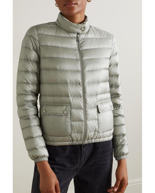 Moncler Gray Lans Quilted Metallic Shell Down Jacket