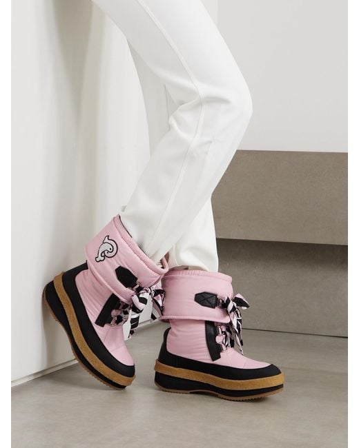 Emilio Pucci Pink Logo-Appliquéd Silk-Twill Trimmed Shell Snow Boots