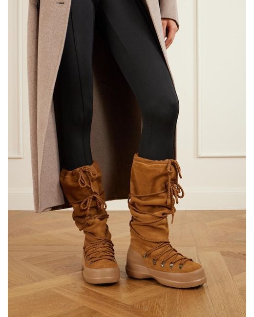 Moon Boot Brown Luna Suede Knee Boots