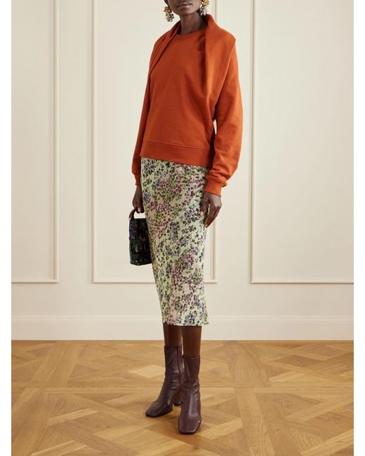 Dries Van Noten White Floral-Print Jacquard Georgette Midi Skirt