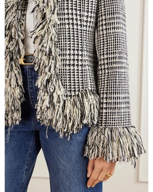 LIBEROWE Black Banker Fringed Cotton-Blend Tweed Jacket