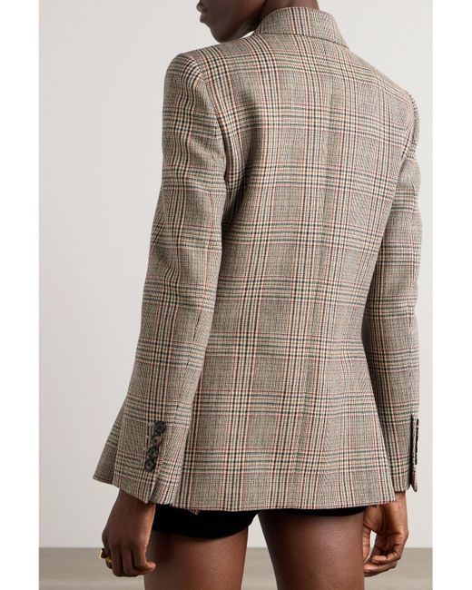 【関税&送料込】Chloe Black White Checkered Wool Double-Brea Chloé Check Wool-Blend Double-Breasted Blazer - Suits