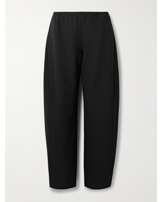 La Ligne Black Colby Recycled-Crepe Barrel-Leg Pants