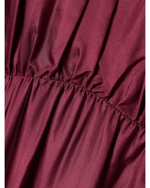 Zimmermann Tallow Cold-Shoulder Pleated Tiered Silk-Satin Maxi Dress
