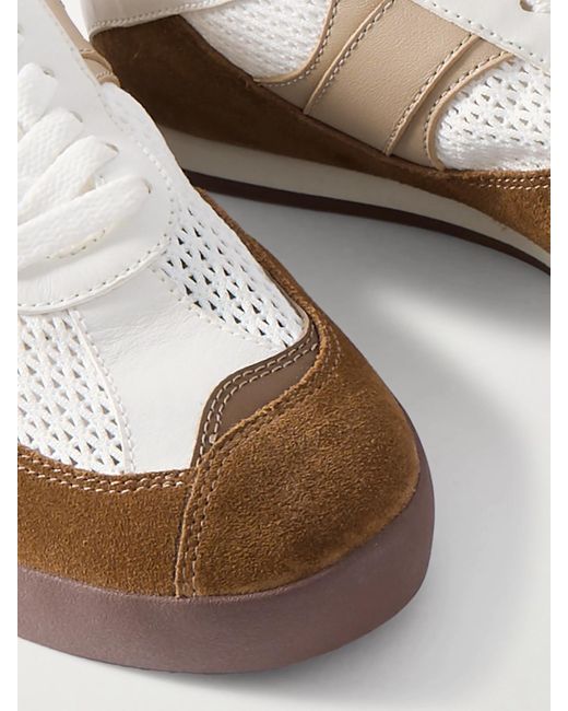 Chloé White Kick Suede, Mesh And Leather Sneakers