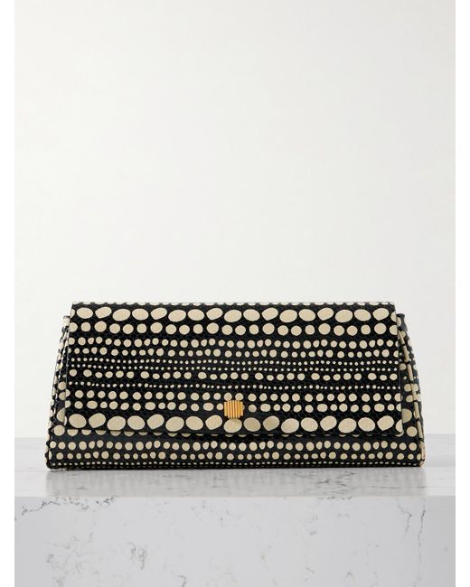 Khaite Black Audrey Clutch Aus Leder Mit Schlangeneffekt Und Punkten