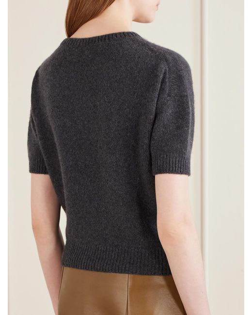 Khaite Blue Golden Cropped Cashmere Sweater
